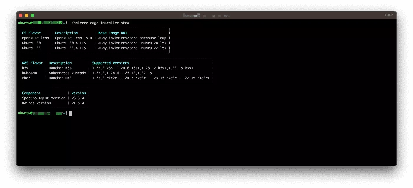CLI example output from the show command